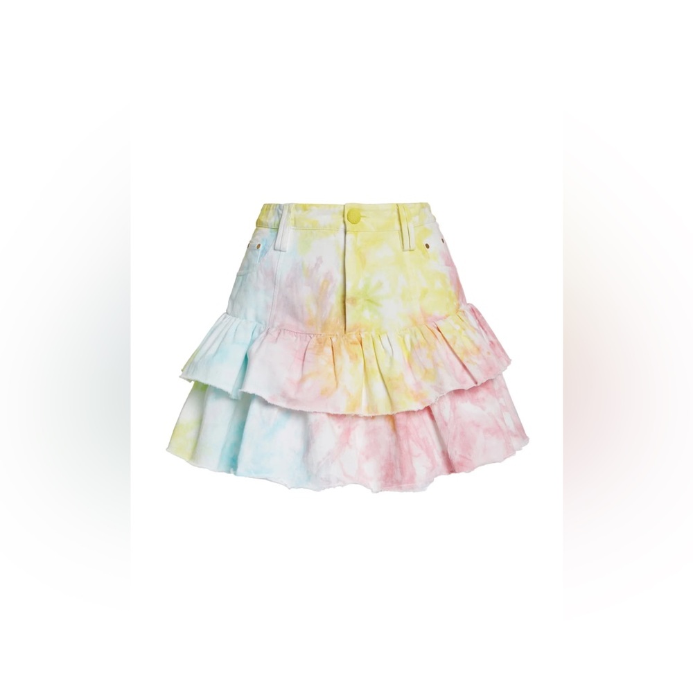 NWT LoveShackFancy Landen Tie-Dye Tiered Mini Skirt in a size 2